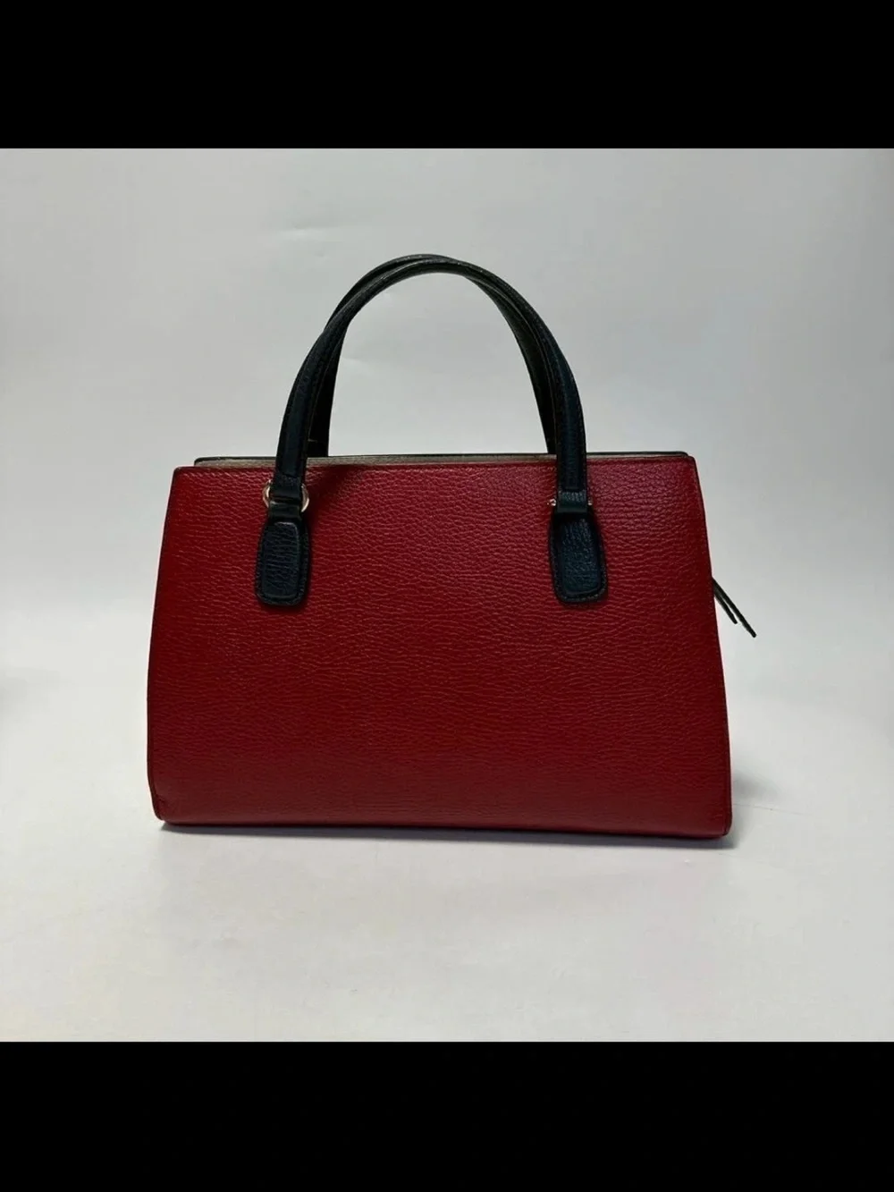 Gucci Red and Black Leather Satchel with Embossed Logo